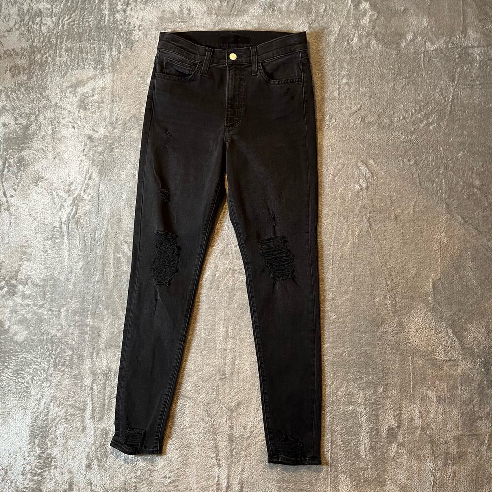 Joe’s Jeans Size 26 Black High Rise Skinny Distressed Ripped Denim Jeans New